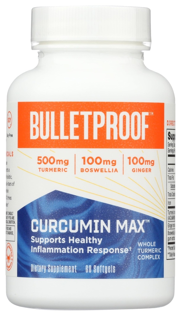 Bulletproof Turmeric Curcumin Complex Inflammation Response Softgels, 60 Count, Keto Supplement for Joint and Inflammation Support, Antioxidant Support