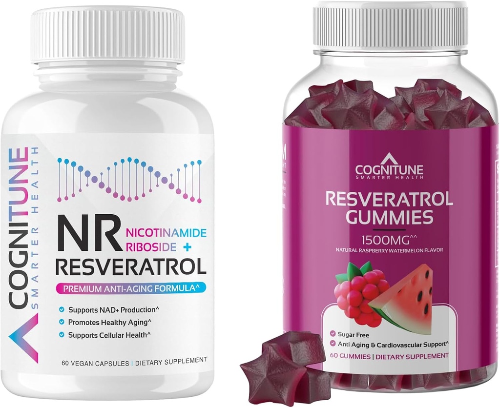 Healthy συμπλήρωμα γήρανσης Bundle - Nicotinamide Ribsoside Complex και Resveratrol Gummies - 5-in-1 Anti Aging Formula Plus Resveratrol Gummies
