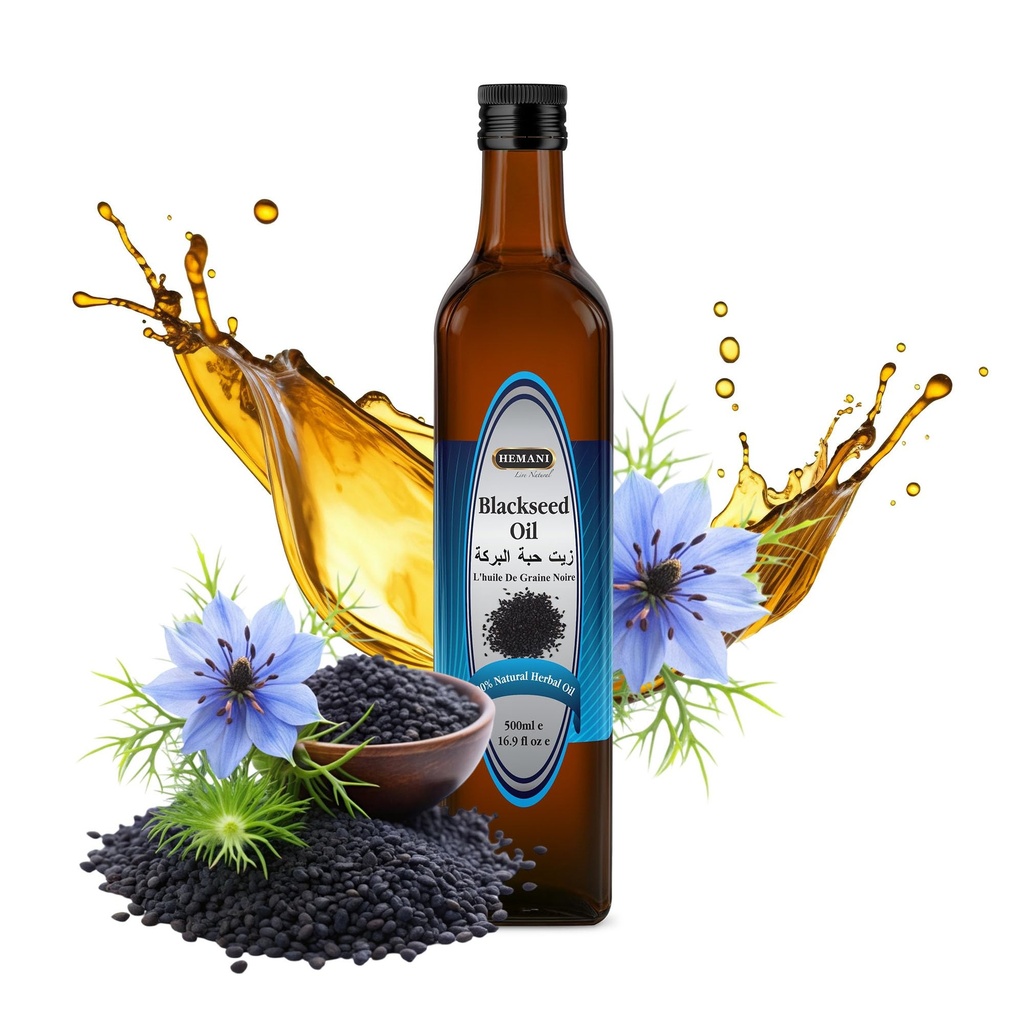 Hemani Μαύρο Έλαιο Σπέρματος Ψυχρό Πατημένο 16.91 Oz I 500ML I 100% Φυσικό I Διαλύτης Δωρεάν I AKA Nigella Sativa I Kalonji I Μαύρο Κύμινο Έλαιο