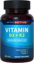 Συμπλήρωμα βιταμίνης D3 K2 5000 IU & 200 mcg - Υψηλή απορρόφηση D3, Πατενταρισμένο MK7 & MK4, Υγεία καρδιάς, Ανοσολογική υποστήριξη, 90 κάψουλες χορτοφάγων