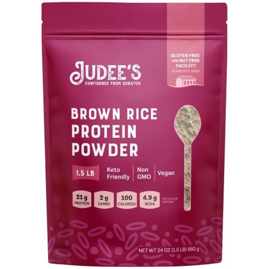 Χωρίς γλουτένη Judee-Brown Rice Protein Powder - Φυτική βάση Vegan Protein - Αντικατάσταση γεύματος χωρίς γλουτένη - 1,5 lb, Χωρίς γεύση