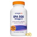 OmegaVia EPA 500, Καθαρό Ωμέγα-3 Fish Oil Συμπλήρωμα, 500 mg EPA σε μορφή τριγλυκεριδίων, Άψογο ιχθυέλαιο, Μη ΓΤΟ, Χωρίς γλουτένη, IFOS 5-Star, 120 Softgels