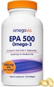 OmegaVia EPA 500, Καθαρό Ωμέγα-3 Fish Oil Συμπλήρωμα, 500 mg EPA σε μορφή τριγλυκεριδίων, Άψογο ιχθυέλαιο, Μη ΓΤΟ, Χωρίς γλουτένη, IFOS 5-Star, 120 Softgels