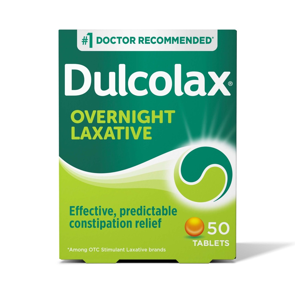 Dulcolax Διεγερτικά Laxative Tablets, Πρόβλεψη & Αποτελεσματική ανακούφιση δυσκοιλιότητας, Ανακουφίζει Straining & Bloating, Bisacodyl 5 mg, 50 Count