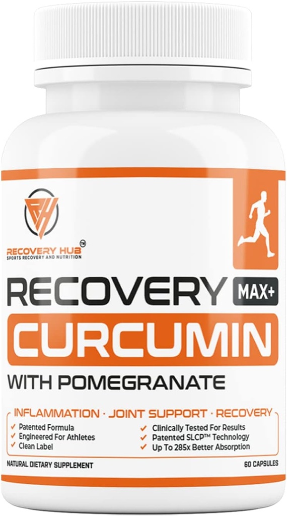 Recovery MAX+ Turmeric/Curcumin Supplement - Υποστηρίζει την καρδιά, τον εγκέφαλο, το ανοσοποιητικό σύστημα, αρθρώσεις, συκώτι, Colon Health – Πατενταρισμένο Formula - Μέχρι 285x More Απορρόφηση - Χωρίς γλουτένη + Vegan - 60 κάψουλες