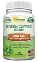 aSquared Διατροφή Φυσικό Πράσινο Coffee Bean Formula-180 Κάψουλες-Μέγιστη Δύναμη GCA Αντιοξειδωτικό Καθαρίστε για Καθαρό Βάρος Απώλειας, 800mg ανά Χάπι-Χλωρογόνο Οξύ-1600mg Καθημερινή Συμπλήρωμα, Υγιεινό λίπος Burner