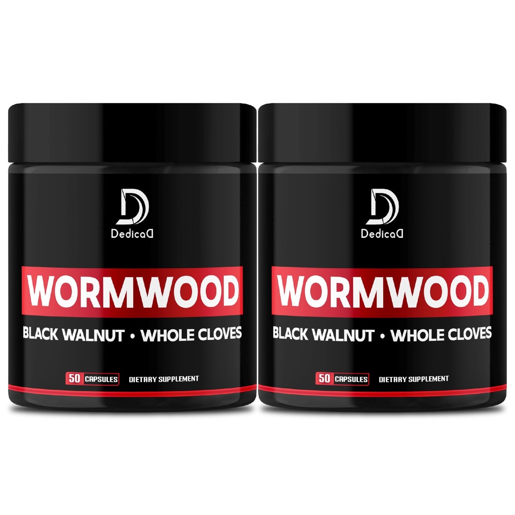 Κάψουλες Wormwood - 12 Βότανα Αναμιγνύονται Μαύρο Καρύδι, Γαρύφαλλα, Τζίντζερ, Κουρκουμάς, Κανέλα, Μήλο, Κουάσια - 2 συσκευασίες 50 Καψάκια