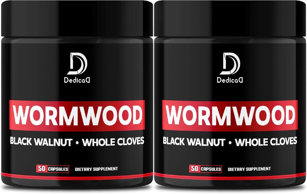 Κάψουλες Wormwood - 12 Βότανα Αναμιγνύονται Μαύρο Καρύδι, Γαρύφαλλα, Τζίντζερ, Κουρκουμάς, Κανέλα, Μήλο, Κουάσια - 2 συσκευασίες 50 Καψάκια