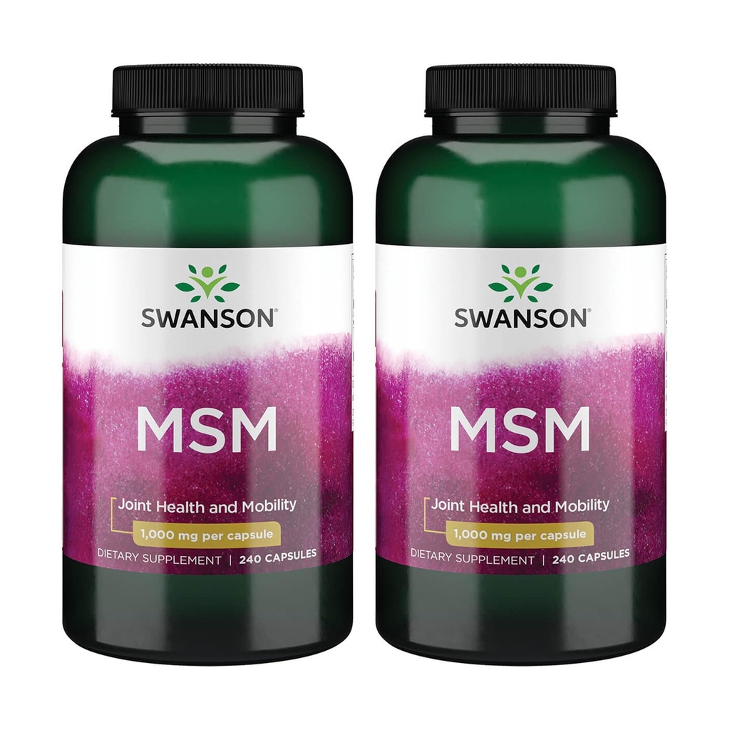 Swanson MSM - Essential Minerals Προώθηση Κινητικότητας & Κοινής Υποστήριξης Υγείας - Βοηθά στη διατήρηση της Συνδετικής Υγείας Ιστού Συμπεριλαμβανομένου Cartilage, Collagen, & Hair - (240 Κάψουλες, 1000mg Κάθε) 2 Συσκευασία