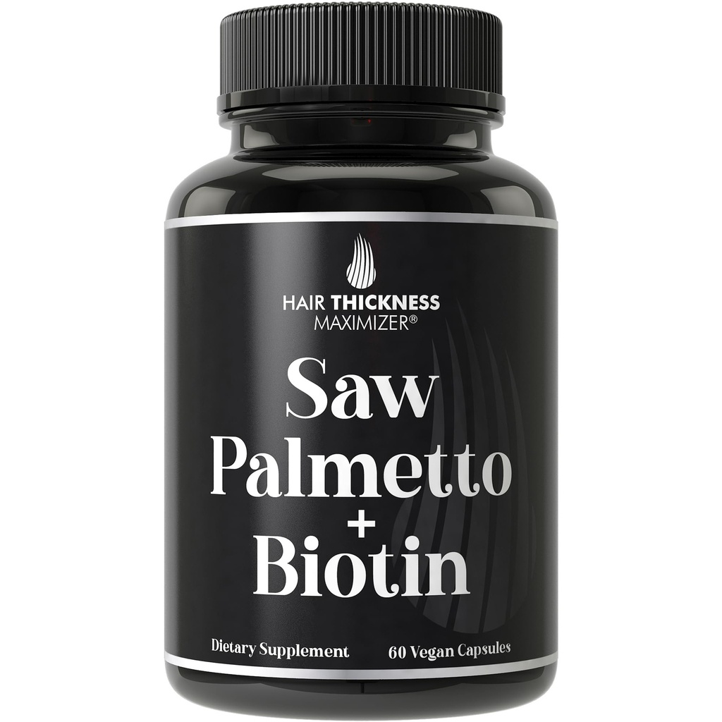 Saw Palmetto + Biotin Advanced 2-in-1 Combo για την ανάπτυξη των μαλλιών. Συμπλήρωμα καψακίων Vegan με φυσικό εκχύλισμα πριονιού Palmetto + 10000mcg Biotin. Χάπια τριχόπτωσης και αναδόμησης για άνδρες και γυναίκες. Αποκλεισμός DHT