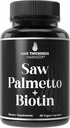Saw Palmetto + Biotin Advanced 2-in-1 Combo for Hair Growth. Vegan Capsules Supplement with Natural Saw Palmetto Extract + 10000mcg Biotin. Hair Loss and Regrowth Pills for Men and Women. DHT Blocker