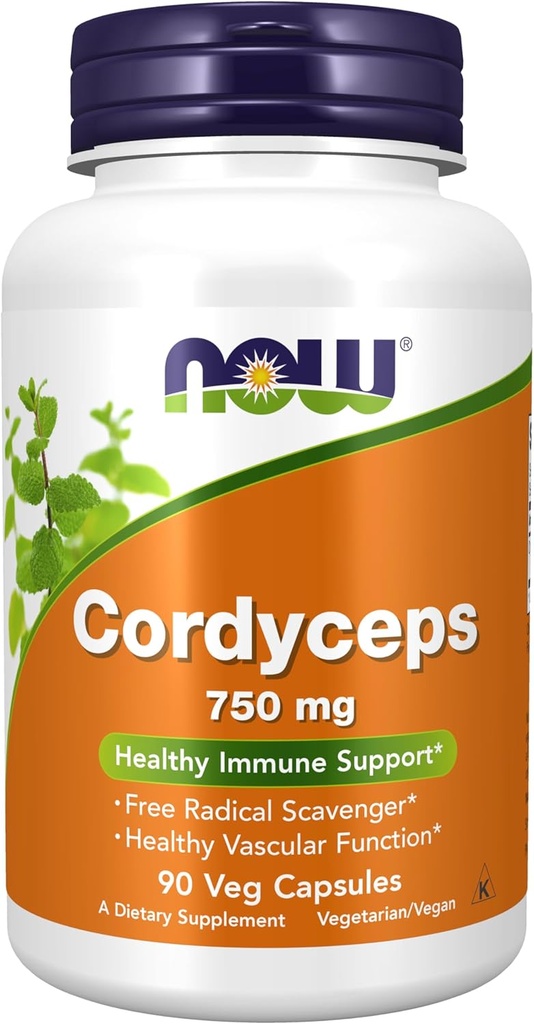 NOW Συμπληρώματα τροφίμων, Cordyceps (Cordyceps sinensis)750 mg, Υγιής Ανοσολογική Υποστήριξη *, 90 Κάψουλες Veg