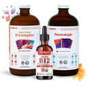 LIQUIDHEALTH Ενηλίκων Focus & Energy Liquid Vitamin B-Complex, USDA Organic Methyl B12 Drops, Neulogic Nootropic Focus Supplement - Boost Energy, Mood - USA Made, Vegan, Non-GMO