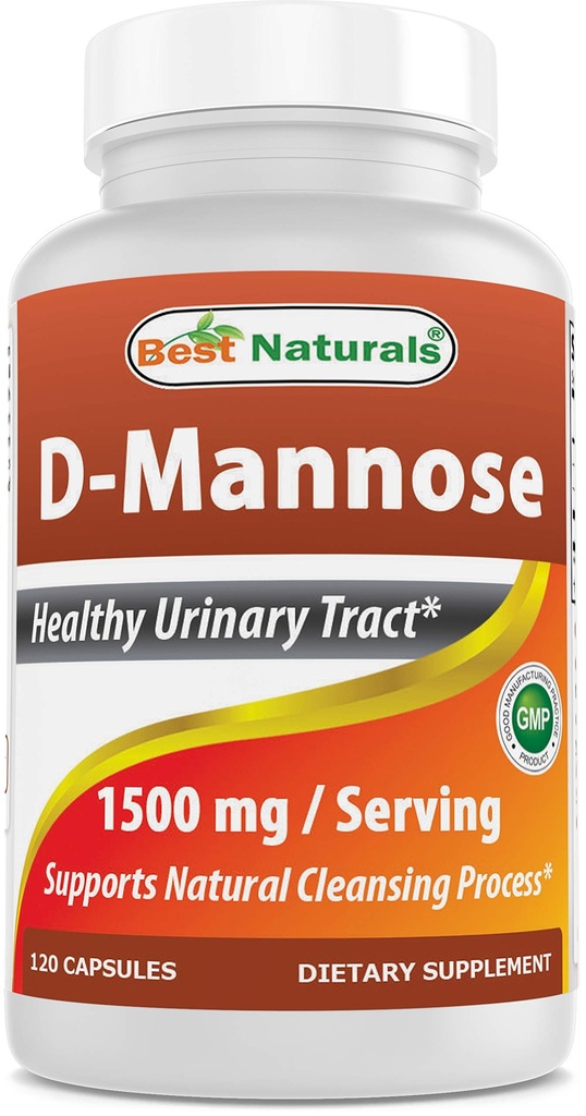 Best Naturals D-Mannose Κάψουλες - Συμπλήρωμα καθαρισμού ούρων 1500mg/serving - 120 Count