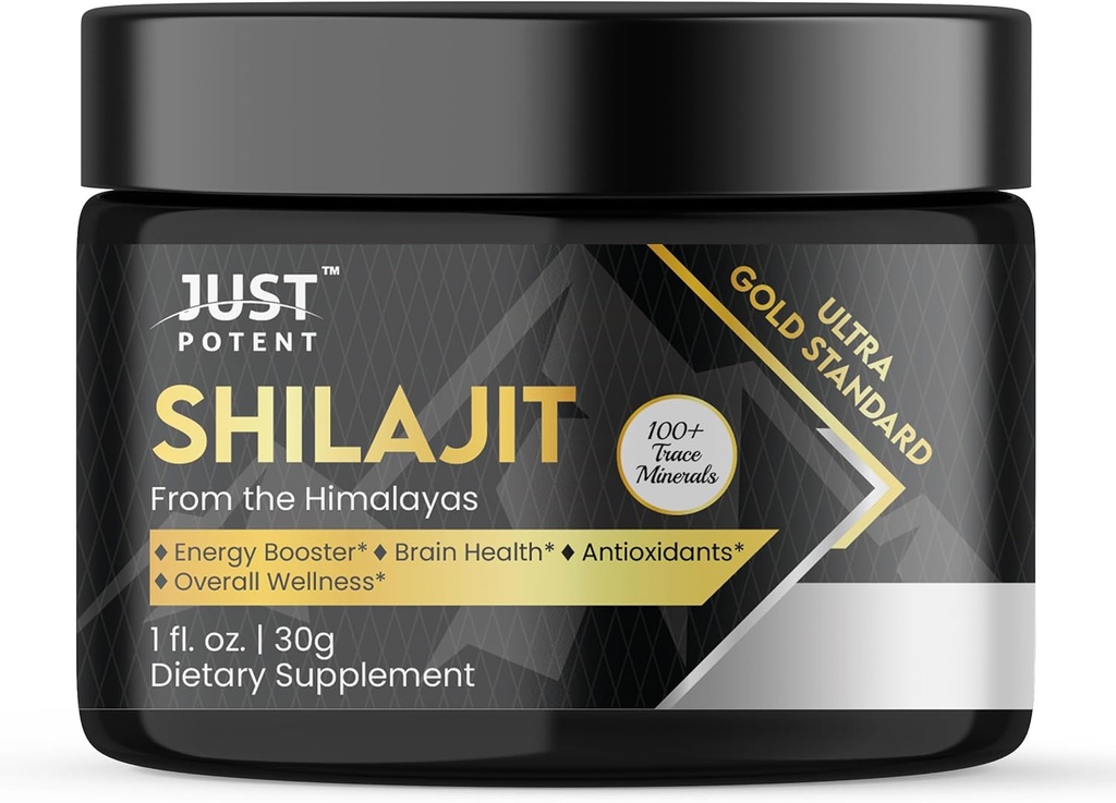 Just Poent Ultra Gold Standard Shilajit Resin Supplement - 100+ Trace Minerals 