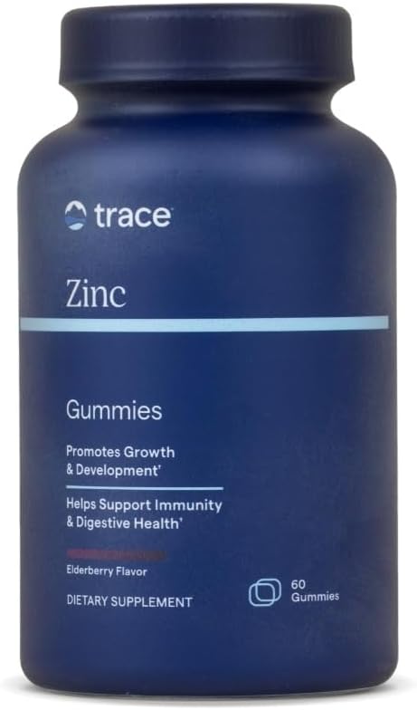 Trace Minerals Zinc Gummies - Chewable Zinc Supplement with Elderberry - Υποστηρίζει την υγεία του ανοσοποιητικού συστήματος - Συμπλήρωμα Βοήθειας Υγιεινή Πέψη & Ανάπτυξη - Elderberry, 60 Gummies (30 Services)