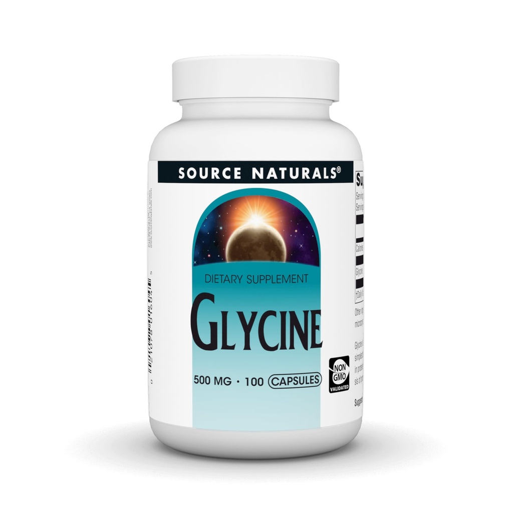 Source Naturals Γλυκίνη 500 mg Συμπλήρωμα διατροφής με αμινοξέα - 100 κάψουλες