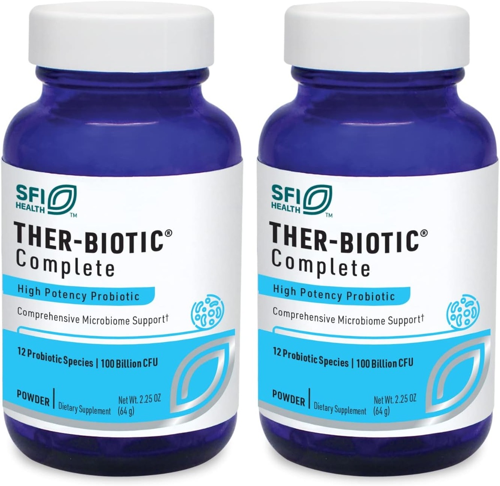 Klaire Labs SFI Health Ther-Biotic Complete Probiotic Powder - 100 Δισεκατομμύρια CFU - Προβιοτικά Ανδρών και Γυναικών για την Digestive Health & Immune Support - Γαλακτο-ελεύθερο, Hypoallergenic (64g, 2 Pack)