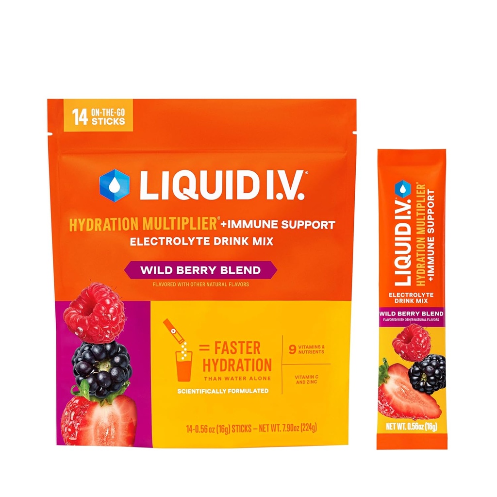 Liquid I.V.® Hydration Multiplier® +Immune Support - Wild Berry - Πακέτα σκόνης ενυδάτωσης 