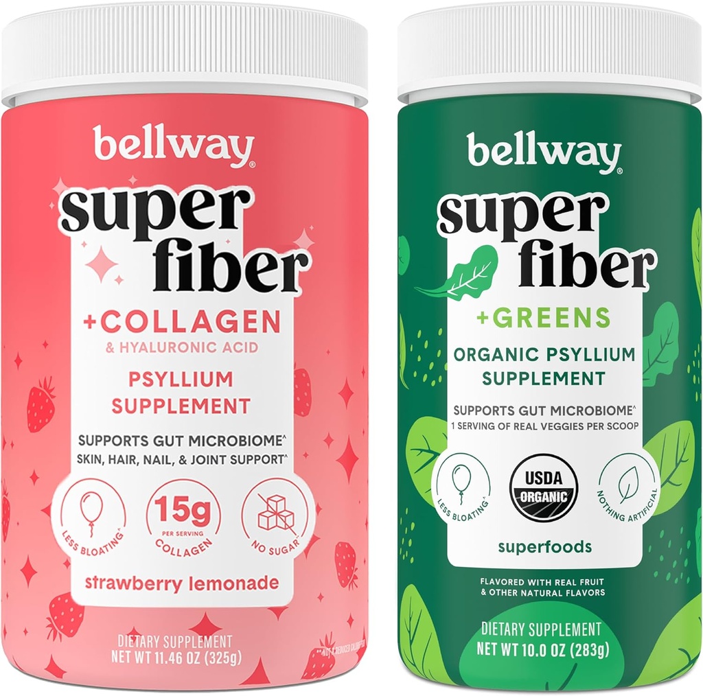 Bellway Super Fiber σκόνη + κολλαγόνο, φράουλα λεμονάδα Super Fiber + Πράσινα