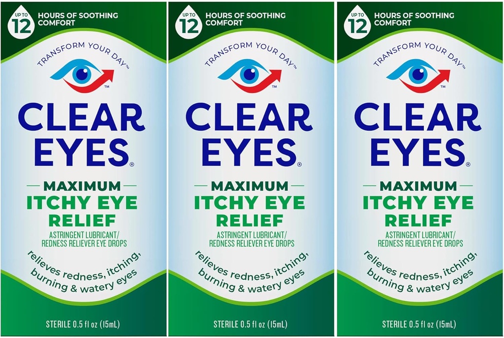 Clear Eyes Maximum Itsy Eye Relief Οφθαλμικές σταγόνες, 0.5 fl Oz (πακέτο των 3)