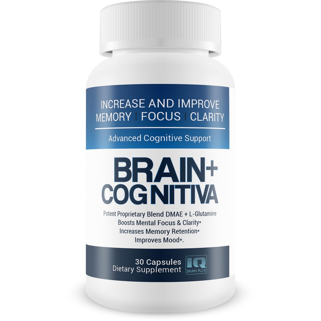 Brain+ Cognitiva - Προηγμένη Γνωστική Υποστήριξη - Βοήθεια για την αύξηση και τη βελτίωση της μνήμης, την ενίσχυση της ψυχικής εστίασης και την υποστήριξη της ψυχικής σαφήνειας - Alpha-GPC κάψουλες για την υποστήριξη του εγκεφάλου και Opti Nootropic Boost