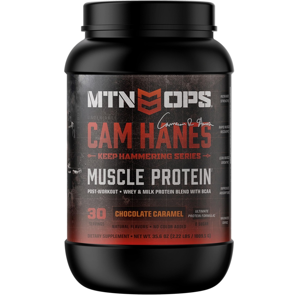MTN OPS Cameron Hanes Διατηρήστε Σφυροκόπημα Whey Protein Powder, σοκολάτα Caramel Flavor, 30 Μερίδες