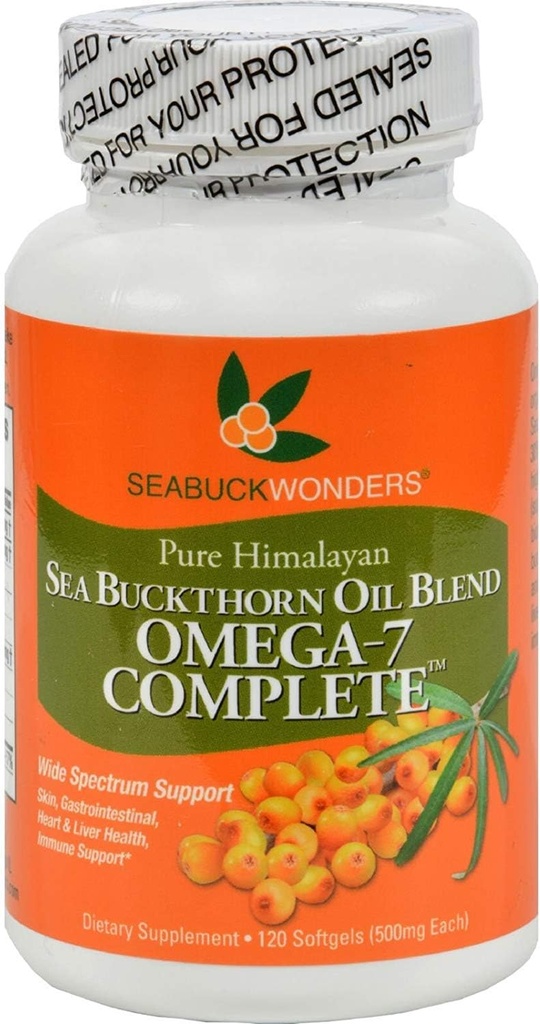 Seabuck Wonders Sea Buckthorn Oil Blend - 500 mg - Omega 7 Complete - Natural - Χωρίς γλουτένη - 120 Softgels (πακέτο των 2)