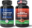 Συμπλήρωμα μανιταριών Reishi με Cordyceps + L Theanine 200mg, Μαγνήσιο, 5-HTP & μελατονίνη για τον ύπνο, την εστίαση και την διάθεση