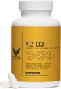 Υψηλής στάθμης K2D3, βιταμίνη K2 & D3 συμπλήρωμα με BioPerine Black Pepper, Dual Action Complex για την καρδιά, τα οστά, την ανοσοποιητική υποστήριξη, 5000 IU D3, 100 mcg K2, χορτοφάγους, 60 κάψουλες λαχανικών
