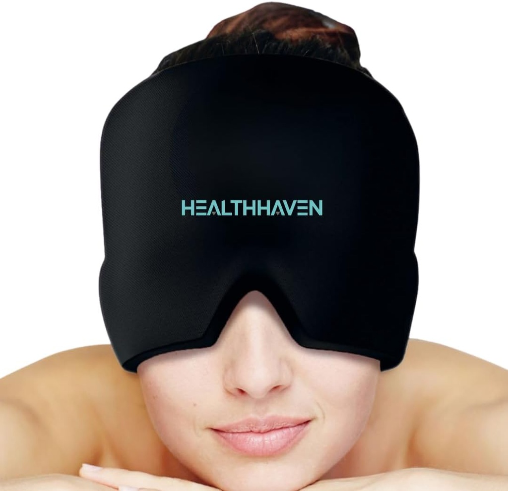 360°Migraine Κεφαλαλγία Relief Cap, Ψύξη Gel καπέλο Περιτύλιγμα κεφαλής για ημικρανία, ένταση, άγχος & πονοκέφαλος, ζεστό και κρύο θεραπεία, Καταπραϋντικό κεφαλαλγία καπέλο