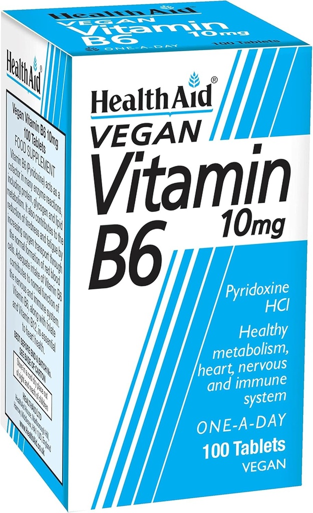 Health Aid Vitamin B6 (Pyridoxine HCl) 10mg 100 δισκία