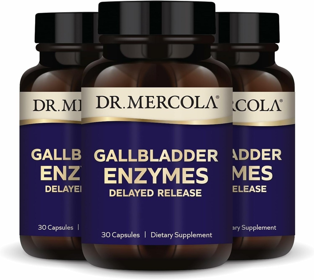 Δρ. Mercola Gallbladder Enzymes - Gallbladder & Digestive Health Support - Περιλαμβάνει παγκρεατική πρωτεάση, αμυλάση και λιπάση - μη-GMO, Gluten-free & Soy-free - 90 κάψουλες καθυστερημένης αποδέσμευσης (90 Services)