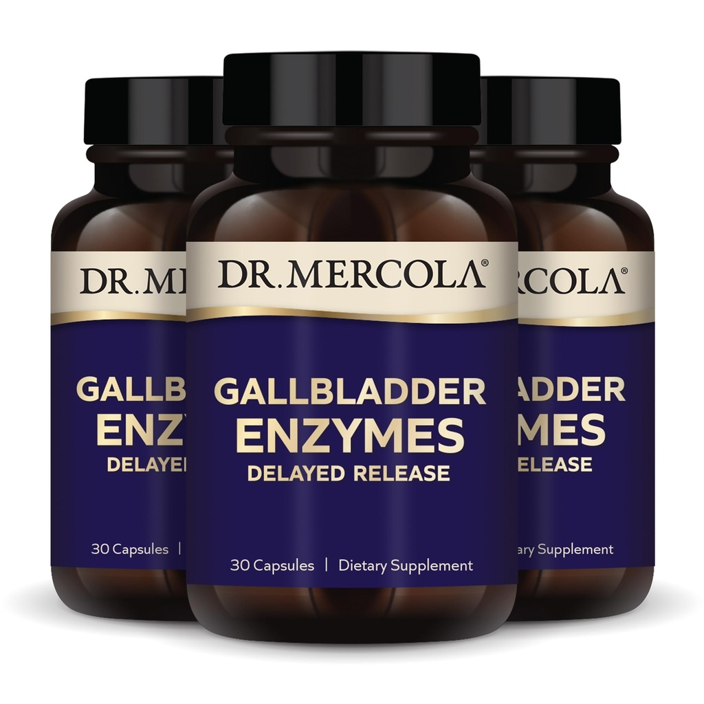 Δρ. Mercola Gallbladder Enzymes - Gallbladder & Digestive Health Support - Περιλαμβάνει παγκρεατική πρωτεάση, αμυλάση και λιπάση - μη-GMO, Gluten-free & Soy-free - 90 κάψουλες καθυστερημένης αποδέσμευσης (90 Services)