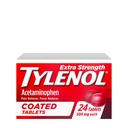Tylenol Extra Strength Pain Reliever & Fever Reducer, Round Coated Tablets, 500 mg Acetaminophen Pain Relief Pills for Headache, Toothache & Minor Arthritis Pain, 24 ct