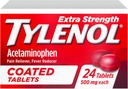 Tylenol Extra Strength Pain Reliever & Fever Reucer, Στρογγυλά Επικαλυμμένα Δισκία, 500 mg Acetaminophen Pain Relief Χάπια για Πονοκέφαλο, Οδοντόκρεμα & Μικρή Αρθρίτιδα Πόνος, 24 ct