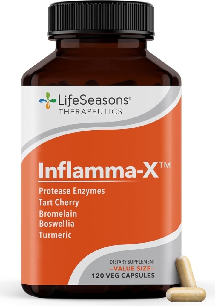 LifeSeasons Inflamma-X Joint & Tissue Support Supplement – Υποστηρίζει τη μυϊκή άνεση, την ανάκτηση και την ευελιξία – Herbal Formula με Turmeric, Bromlein, Protease – 60 κάψουλες