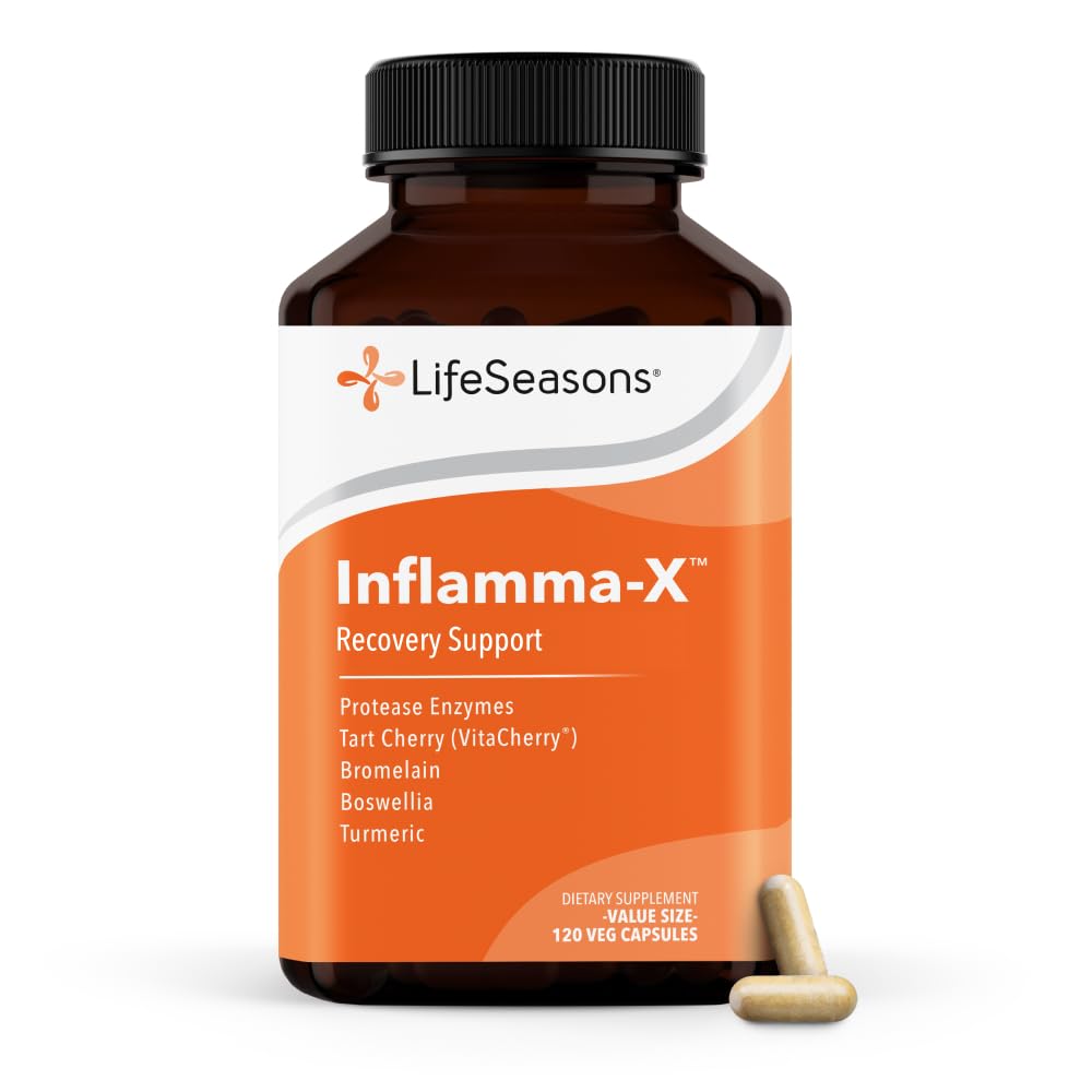 LifeSeasons Inflamma-X Joint & Tissue Support Supplement – Supports Muscle Comfort, Recovery & Flexibility – Herbal Formula with Turmeric, Bromlein, Protease – 120 Capsules