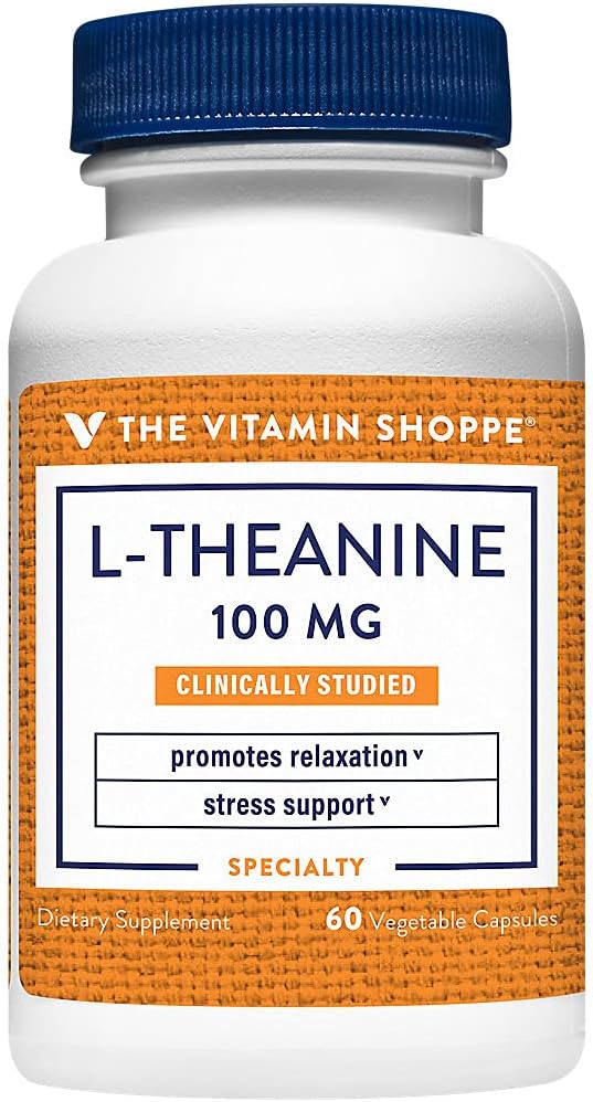 Η βιταμίνη Shoppe L-Θεανίνη 100MG, Κλινικά Σπουδασμένη Συστατικό, Υποστηρίζει Χαλάρωση & Άγχος (60 Κάψουλες)