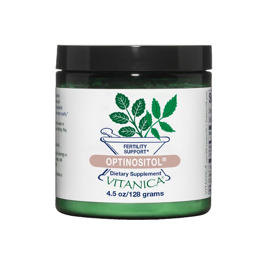 Vitanica Optinositol - Ovulation Support with Myo-Inositol & D-Chiro Inositol - Γυναικείο Συμπλήρωμα Υγείας με 4000 mg Myo-Inositol Powder & 100 mg D Chiro Inositol - Pro Logo - 4. 4 Oz