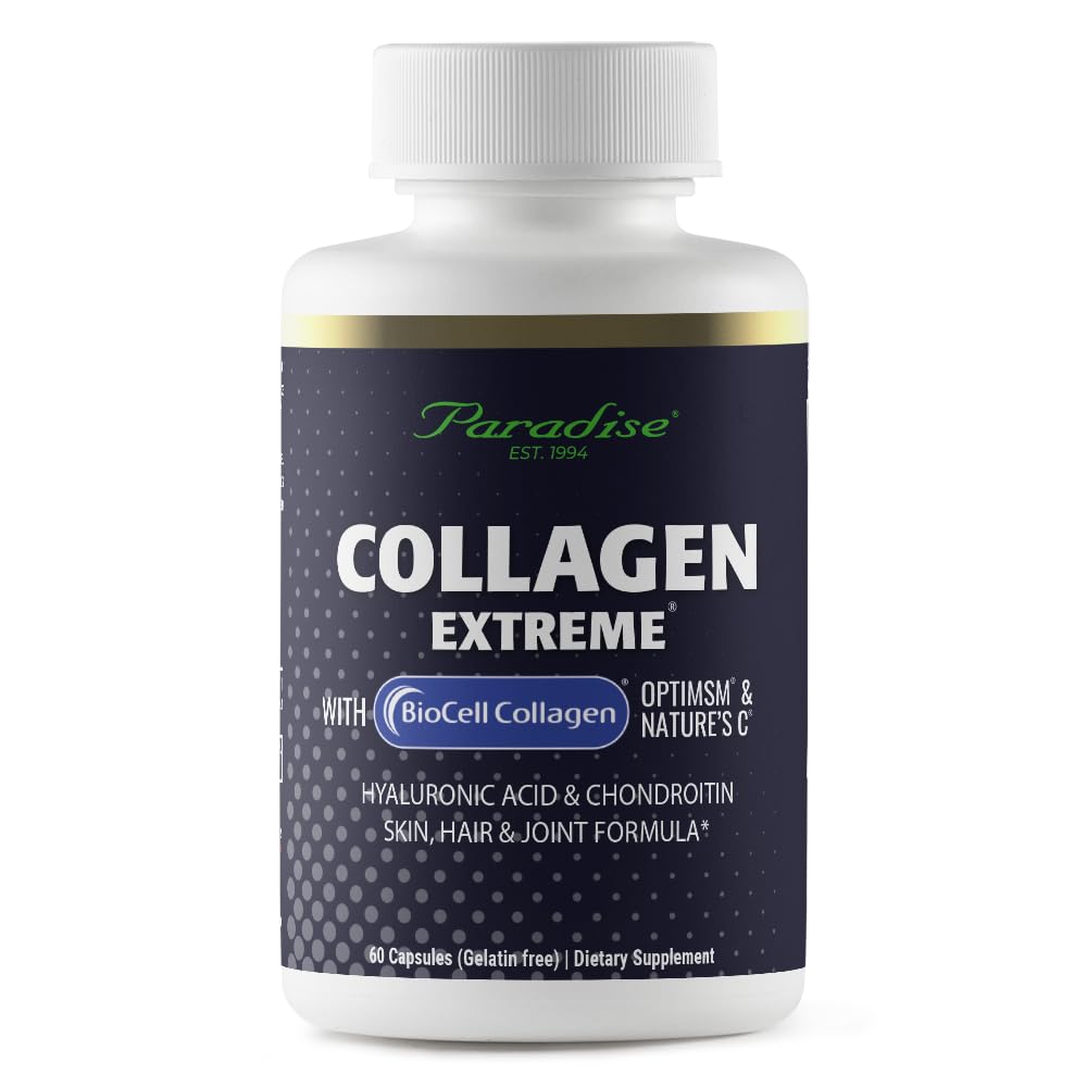 Paradise Herbs Collagen Extreme with Biocell Collagen, Hyaluronic Acid, and Nature's C, for Healthy Hair, Skin, and Joints, 60 Κάψουλες