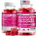 Quercetin Gummies - 2500MG με Bromelain, L-Theanine - Ανοσοποιητική υποστήριξη Gummies Αλλεργία Ανακούφιση & Πνεύμονα Υγεία για Παιδιά & Ενήλικες