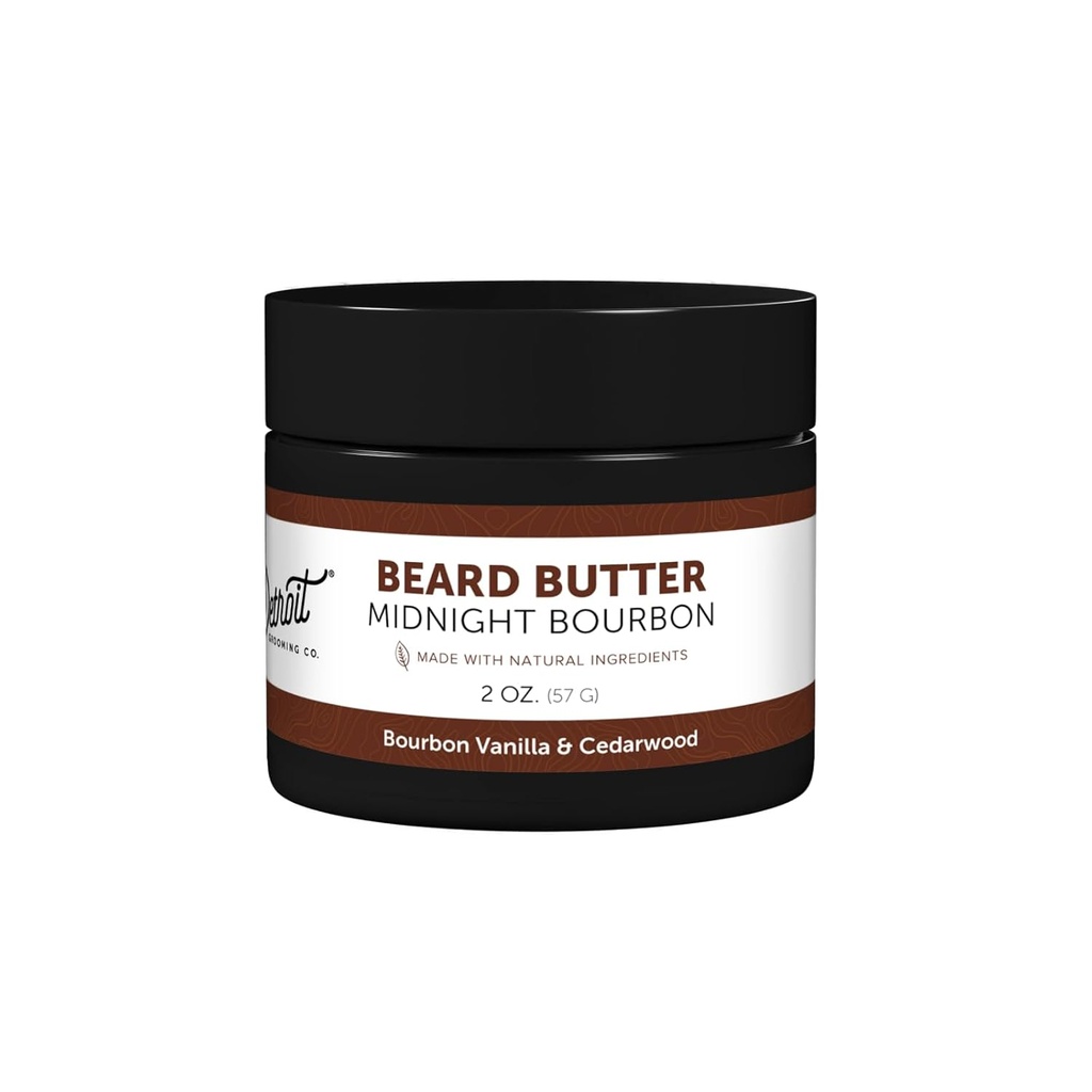 Detroit Grooming Co. Beard Butter for Men | Limited Edition | Softens, Hydrates & Nourishes with Safflower Oil & Shea Butter | Midnight Bourbon Scent, 2oz