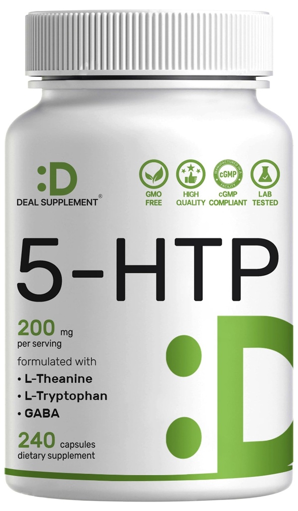 Συμπλήρωμα προσφοράς 5-HTP 200mg ανά υπηρεσία, 240 κάψουλες, 98% αφρικανικό εκχύλισμα σπόρων Griffonia 