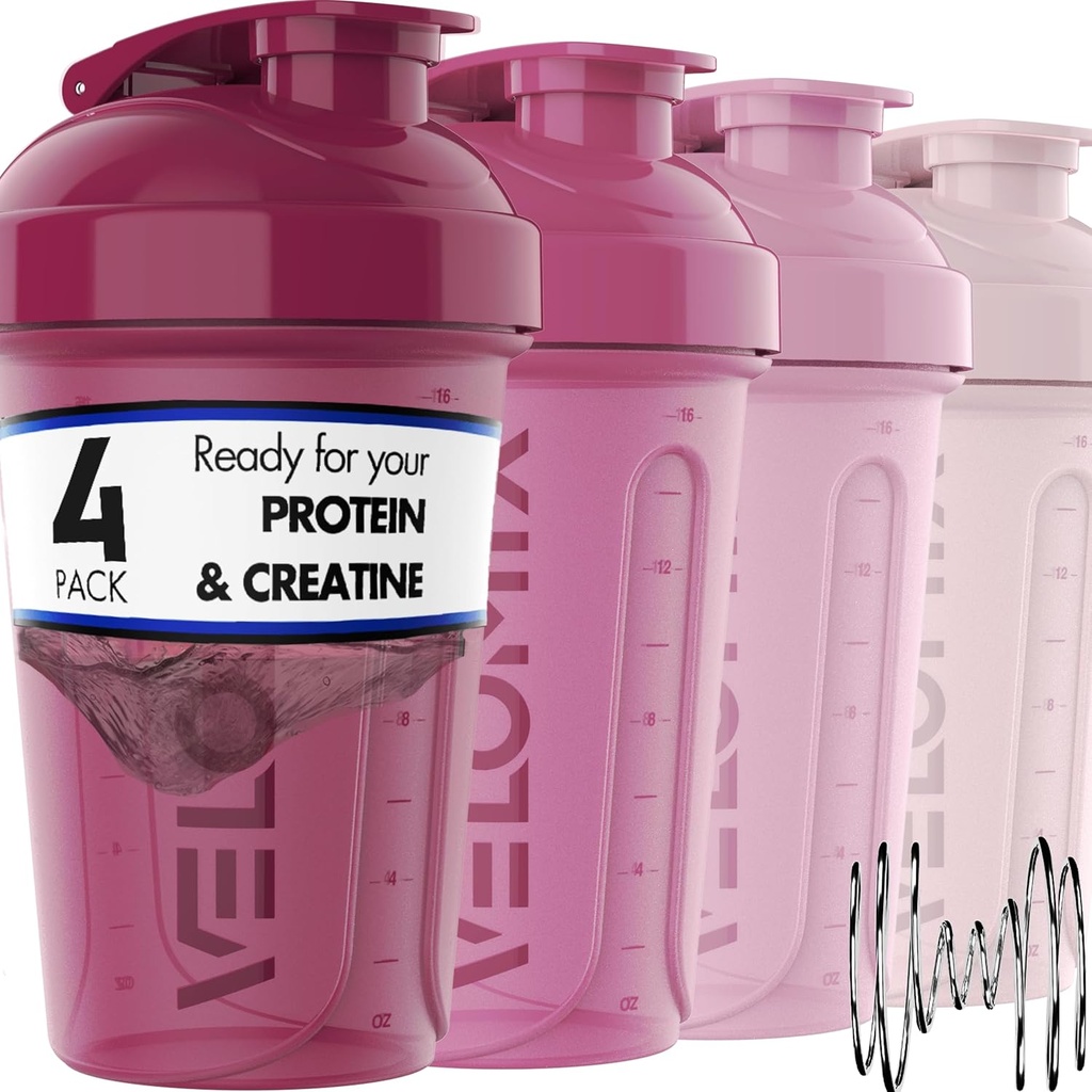 VELOMIX -4 PACK- 20 μπουκάλια αναδευτήρα πρωτεΐνης OZ για μείγματα πρωτεϊνών, κύπελλα αναδευτήρα για ανακινήσεις πρωτεϊνών, μικρή συσκευασία φιάλης αναδευτήρα, κύπελλο αναδευτήρα, ανακινητές για ανακινήσεις πρωτεϊνών (Berry Blend)