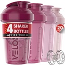 VELOMIX -4 PACK- 20 μπουκάλια αναδευτήρα πρωτεΐνης OZ για μείγματα πρωτεϊνών, κύπελλα αναδευτήρα για ανακινήσεις πρωτεϊνών, μικρή συσκευασία φιάλης αναδευτήρα, κύπελλο αναδευτήρα, ανακινητές για ανακινήσεις πρωτεϊνών (Berry Blend)