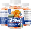 N1N Premium Omega 3 6 9 + DHA Gummies [Βέγκαν, Plant Based] Φυσικός Εγκέφαλος, Ανοσία και Κοινή Υποστήριξη Υγείας με Βιταμίνη C, 60 Gummies