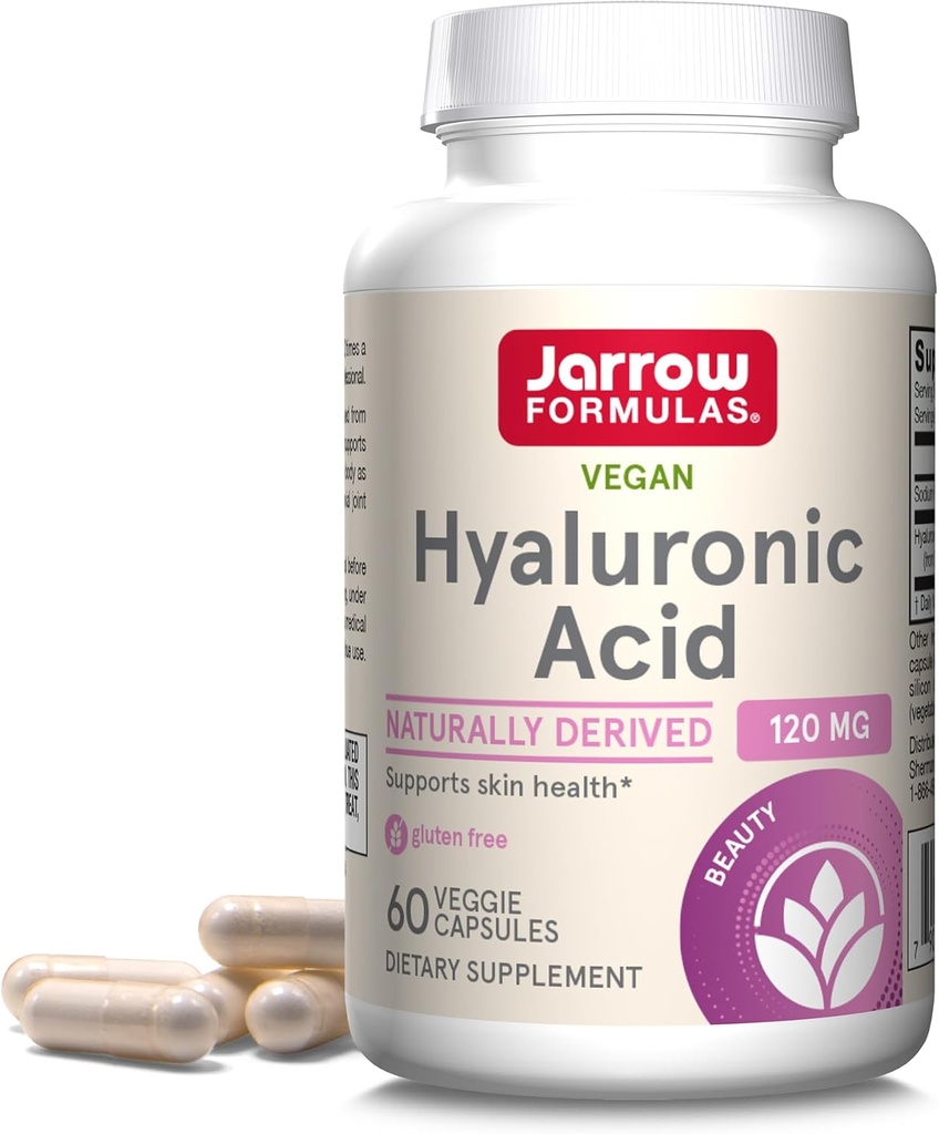 Jarrow Formulas Υαλουρονικό Οξύ 120 mg, Συμπλήρωμα διατροφής, Υποστήριξη για την Υγεία του Δέρματος, 60 κάψουλες λαχανικών, Μέχρι 30 ημέρες προσφοράς