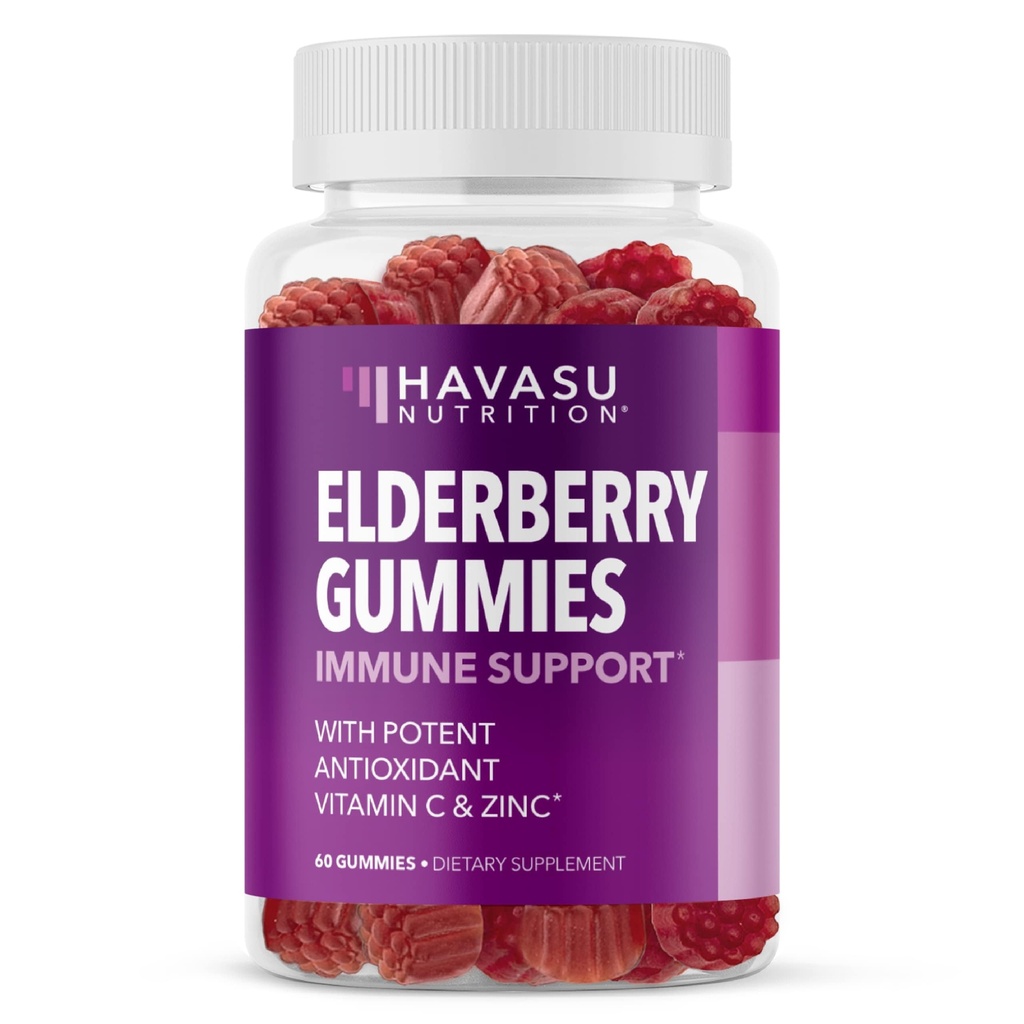 Sambucus Elderberry Gummies for Adults - Συμπλήρωμα Ανοσολογικής Υποστήριξης με Βιταμίνη C και Ψευδάργυρο - Ενισχυμένη Φόρμουλα για Καθημερινή Άμυνα - 60 Count, 1 Μήνα Προμήθεια, Berry Γεύση - Βολικό Ευεξία