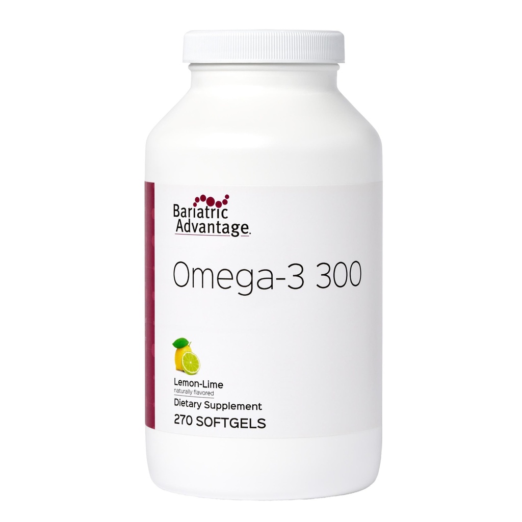 Βαριατρικό Πλεονέκτημα Omega-3 300 EPA DHA Καψάκια ιχθυελαίου, συμπυκνωμένη πηγή λιπαρών οξέων από Βιώσιμα πηγαζόμενα Ψάρια Ψυχρού Νερού - λεμόνι, 270 Softgels